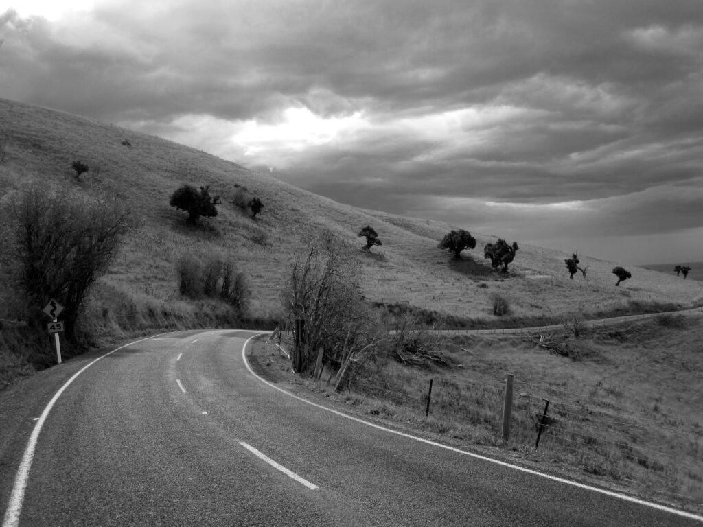 Grayscale Country Road